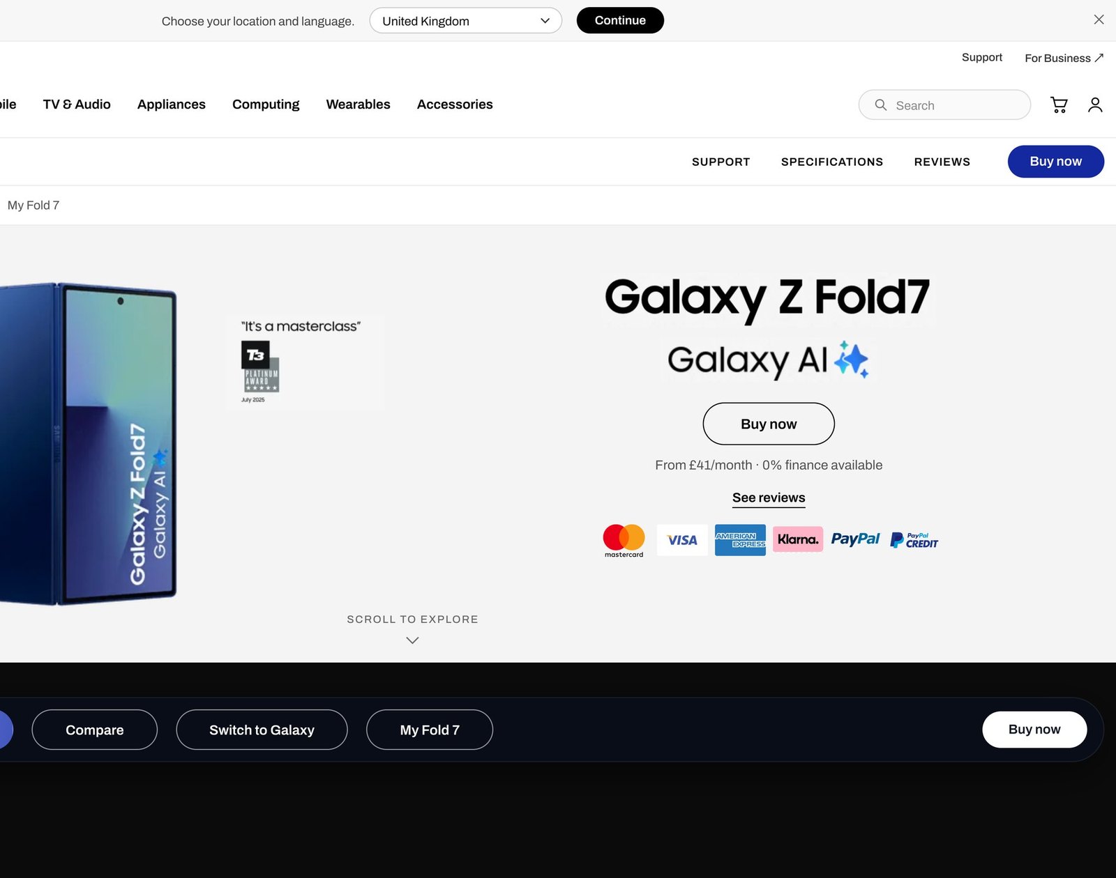Samsung interface